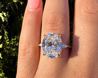 Oval Lab Grown Diamond Engagement Ring 3 Stone - Simple Ring  -  Timeless Ring- Bridal Ring- Bp040