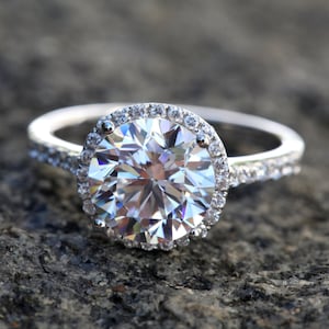 GIGANTIC GIA Certified - 3.50 carat - Round Halo Diamond Engagement Ring - Solid Platinum - Luxury - Custom - wedding - Bph024