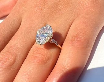 Certified Lab Grown Oval Diamond Engagement Ring – 14K Yellow Gold (Bp037)