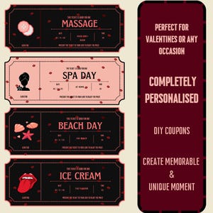 Valentine&#39;s Day Love Coupons: Editable Romantic Gift (Printable Canva Template)