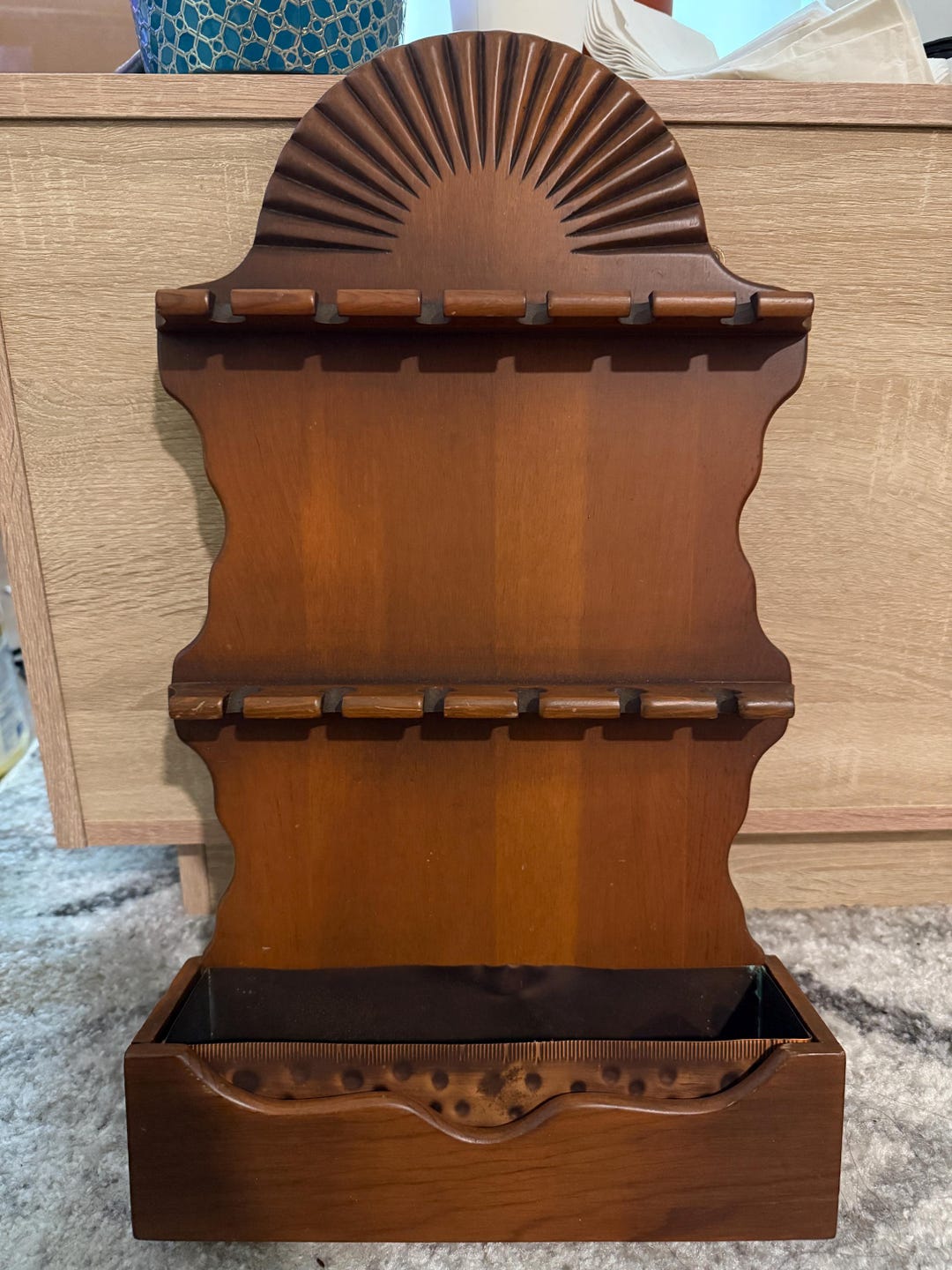Vintage Wooden Souvenir Spoon Rack. 12 Spoon Display Rack. Collectible ...