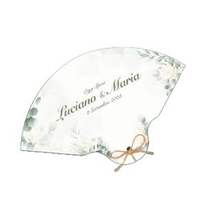 Idea de regalo para invitados a evento de boda con abanico de cartón personalizable