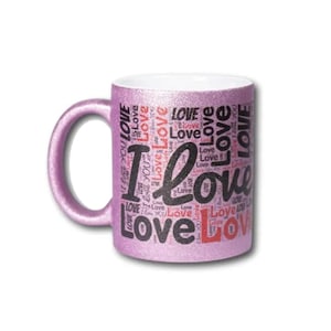 Personalized Glitter Effect Ceramic Mug With Phrase Gift Idea