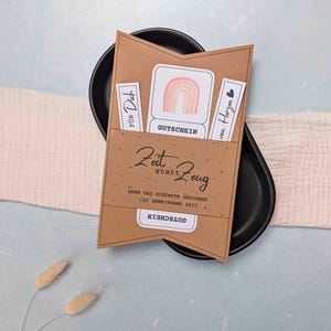 Etui na bon upominkowy "Czas zamiast rzeczy" Szablon do wydruku