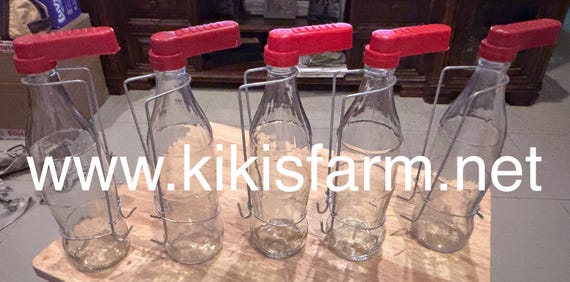 5 Glass Bottle Screw-On Poultry Waterer – Durable Drinker for Chickens, Quail & Small Birds.Chicken Drinker Great for Kikirikis Azteca (5pc)