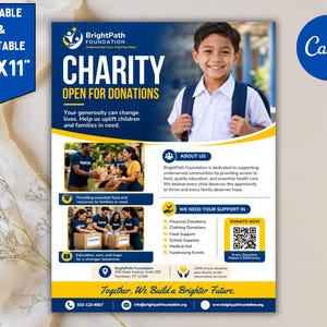 Donation Drive Flyer Canva, Fundraising Flyer Template, Nonprofit Sponsorship Flyer Template, Charity Event Sponsorship Package Template