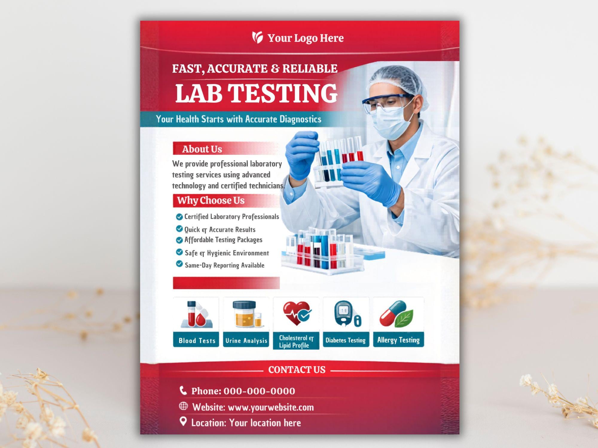 Lab Walk In Flyer Lab Testing Flyer Template, Medical Marketing, Diagnostic Clinic (A4/US ...