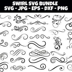 Wir SVG, Dekoracyjny Wir Clipart, Rozkwit SVG, Ozdobny Wir PNG, Elegancki Plik Cięcia Wiru, Projekt Cricut Flourish, Natychmiastowe Pobieranie