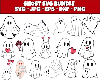 Ghost SVG-bundel, Halloween Cricut-clipart (digitale bestanden .)