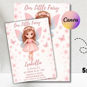 Fairy First Birthday Invitation Girl, Boho Fairy 1st Birthday Invite, Garden, Enchanted Garden Fairy Invitation, Fairy Invite
