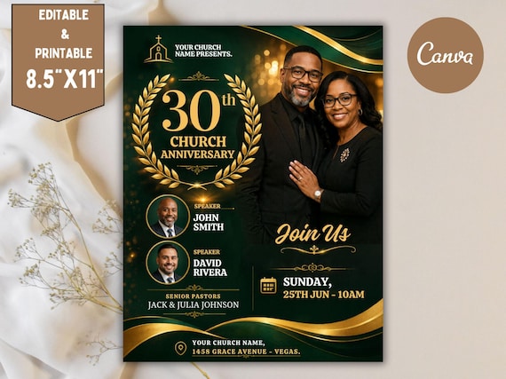 Church Anniversary Flyer Template: Pastor Appreciation, DIY Pastoral Event, Church Program Celebration (Digital Download)
