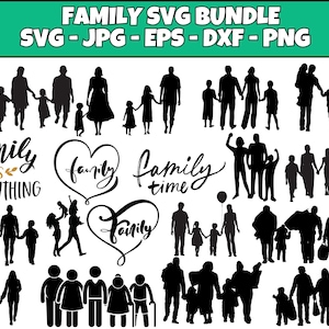 Family SVG Bundle, Family PNG Bundle, Family Clipart, Family SVG Cut Files for Cricut, Father & Children svg, Family Silhouette, Father svg