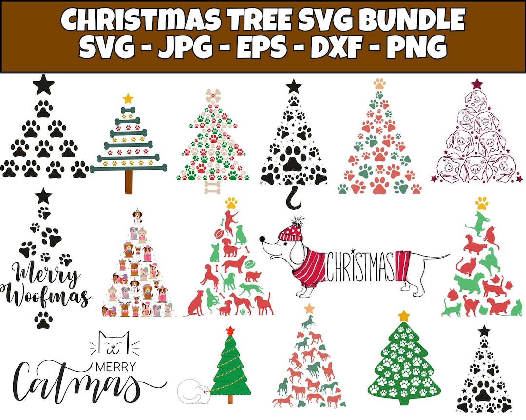 Paw Print Christmas Tree SVG Bundle (digital Download) - Etsy