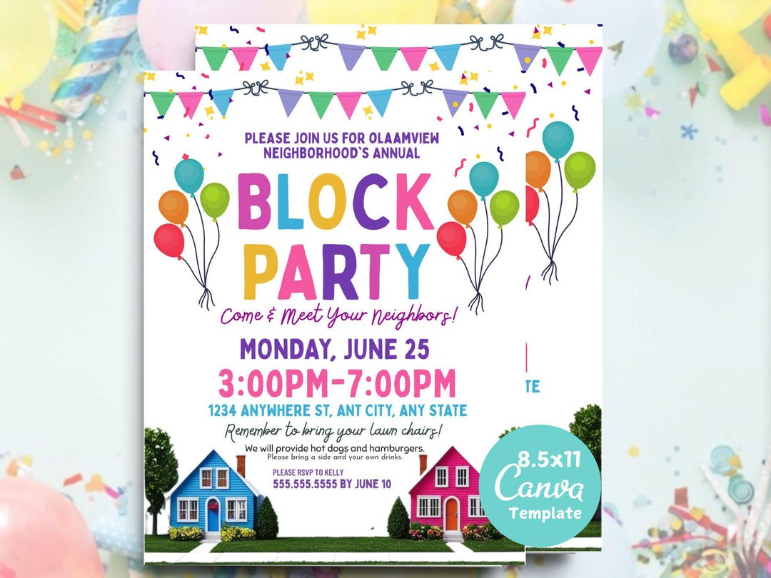Invitation Block Design Block Party Invitation Flyer: DIY Template (8.5