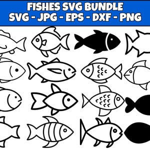 Fish SVG Bundle, Fish PNG Bundle, Fish Clipart, Fish SVG Cut Files for Cricut, Tropical Fish Svg, Fish Silhouette, Fish Vector