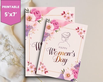 Floral Women's Day Card Printable: DIY Greeting Card (Digital Download)