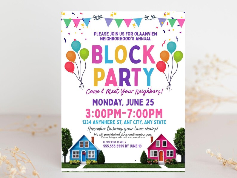 Block Party Invitation Flyer: DIY Template (8.5