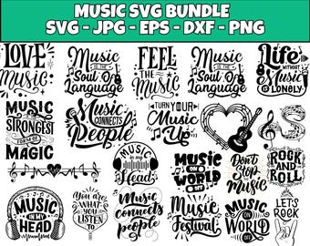 Music Notes SVG Bundle: Cricut Cut Files, Clipart (Digital Download)