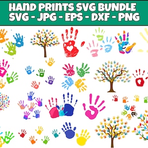 Handprint SVG Bundle, Handprint PNG Bundle, Handprint Clipart, Handprint SVG Cut Files for Cricut, Handprint Silhouette, Hand Print Svg