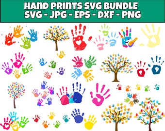 Bundle de cliparts empreinte de main, SVG, PNG, fichiers de coupe Cricut