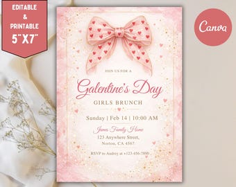 Galentine's Day Party Invitation, Galentines Day Invite, Retro Galentine Invite, Girls Night, Valentine's Party Invitation, Editable Canva
