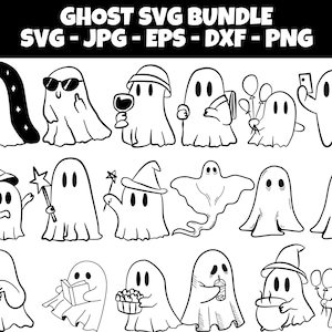 Ghost bundle svg, Ghost Svg, Halloween Svg, Cute Ghost Svg, Ghost Clipart, Halloween Clipart, Ghost Files For Cricut, Ghost Silhouette