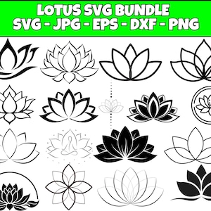 Lotus Flower SVG Bundle: Mandala, Yoga, Meditation Clipart (Digital)