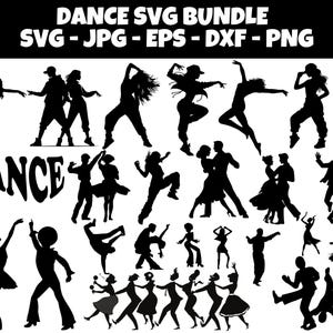 Dance Silhouette SVG Bundle: Dancing Clipart, Cut Files (Digital Download)