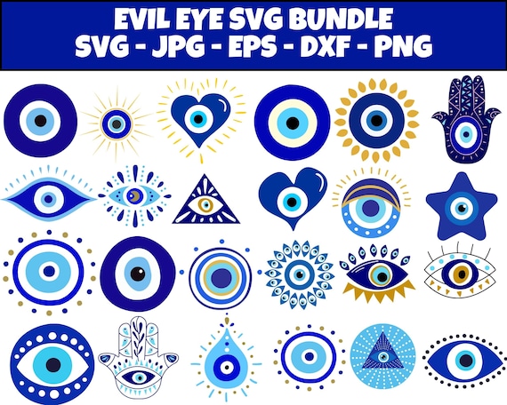 Evil Eye SVG Bundle: Ojo Turco, Hamsa Clipart (Digital Download)