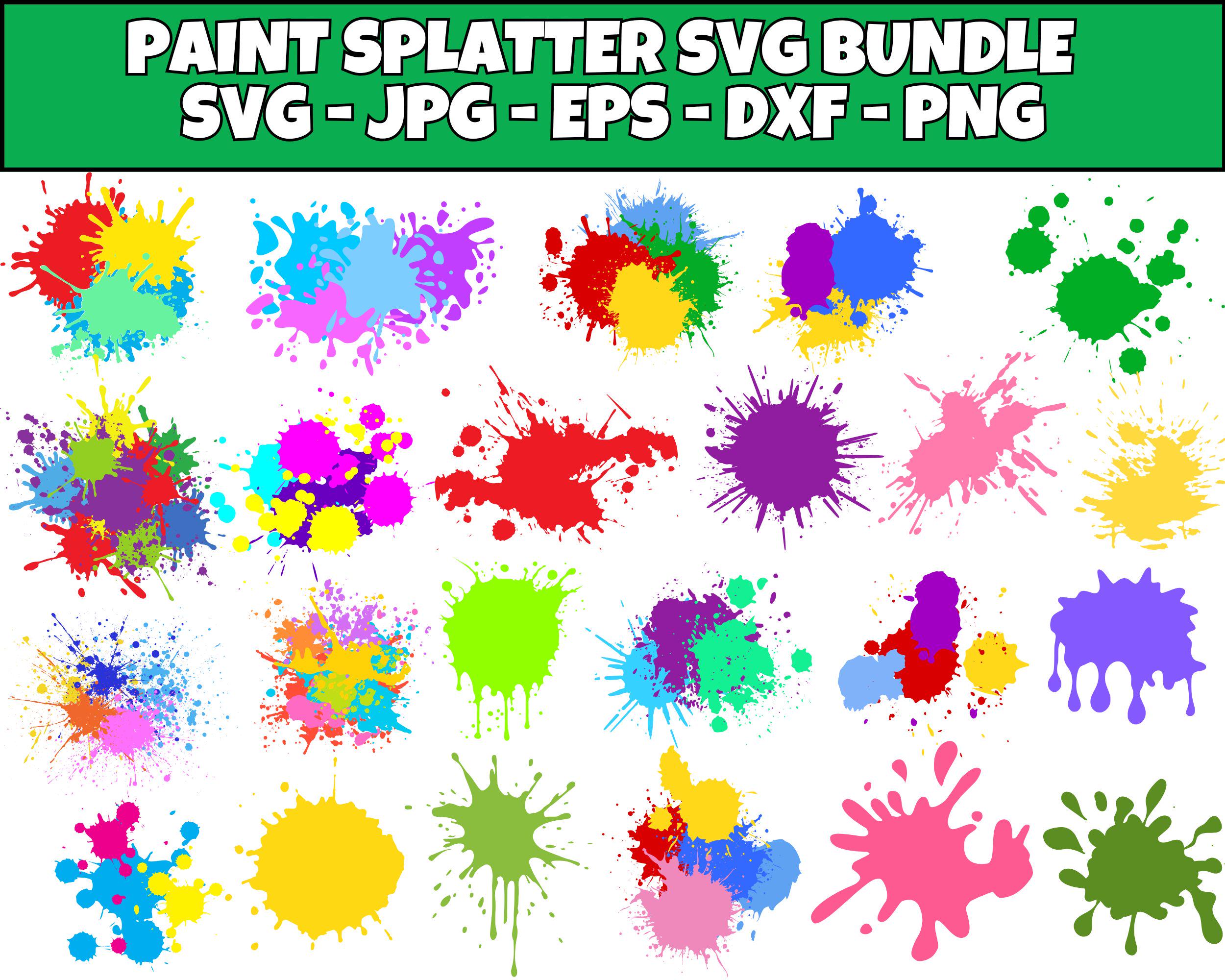 Paint Splatter SVG Bundle: Colorful Ink Splats Clipart (digital Files ...