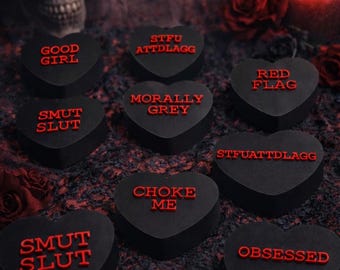 Corazones góticos grandes con temática romántica oscura, corazón de caramelo personalizable para San Valentín, decoración para regalar a un ser querido.