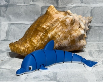 3D Printed Articulated Dolphin Flexi Fidget Toy Flexible Multi-Color Print