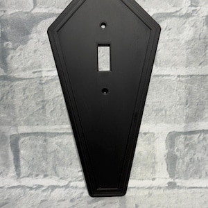 Coffin Light Switch Cover Wall Plate, Gothic Style, Matte Black, Single Toggle, Long Style