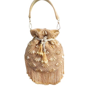 Beaded Potli Bag for Women – Bridal Clutch Purse | Handmade Indian Wedding Bag | Ethnic Party Wear Drawstring Pouch