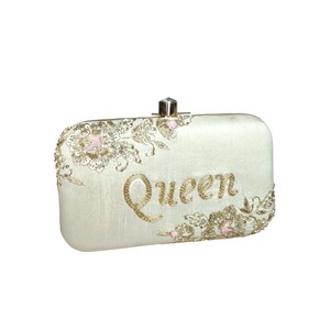 personalized Embroidered Clutch Bag Bridal  Purse with Beaded Floral Design  Handmade Statement Party Clutch Wedding Evening Bag for Women
