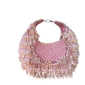Pearl Beaded Shoulder Bag | Handmade Bridal Party Purse | Crystal Fringe Potli Bag | Indian Wedding Clutch | Ethnic Statement Handbag