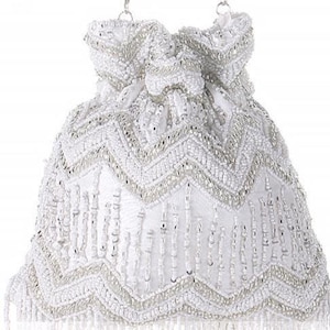White Beaded Potli Bag for Women Handmade Bridal Clutch with Tassels  Ethnic Indian Purse for Wedding & Party Pearl Fringe Drawstring Pouch