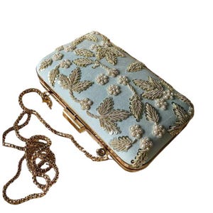 Embroidered Clutch Bag for Women Handmade Beaded Floral Purse for Weddings, Parties, Indian Bridal, Evening & Festive Looks