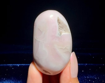 Rosa Mangano Kalcit Palmsten - UV-reaktiv, Hjärtenergiläkning, Emotionellt Stöd Kristall