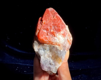 Helig rosenknopp - röd mössa hematit och goetit ametist, gudomlig kärlek, andlig intuition, rosenprästinna, hjärtaktivering