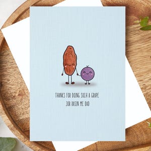 Merci d'avoir fait un tel travail Raisin Me Dad - Carte de fête des pères drôle faite main avec illustration à l'aquarelle, carte de voeux A6, pour papa