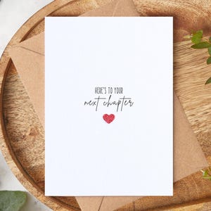 Here’s to Your Next Chapter – Handmade Card for Life’s New Beginnings, A6 Greeting Card Embellished with Glitter Heart, Unisex