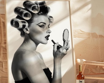 Glam Hair Salon Poster: Retro Makeup Artist Wall Art Hairdresser Print