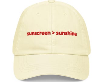 Sonnenschutzkappe: Bestickter Baumwolltwill-Hut - Hautpflege Geschenk