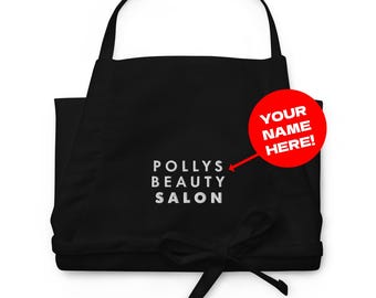 Avental de salão bordado personalizado: Roupa de trabalho profissional de beleza