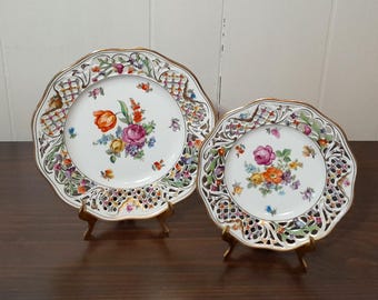 Servizio di piatti traforati Schumann Bavaria Chateau Dresden per dessert e pane e burro