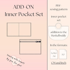 Inner Pocket Set PDF | Zipper & Double Pocket Sewing Pattern | Step-by-Step Sewing Guide | DIY Bag Organizer Insert