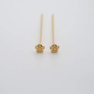 5 pcs Gold Flower Head Pins,18K Gold Filled Flower Head Pins,DIY Jewelry Findings Making