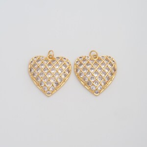 Gold Heart Pendant,18K Gold Filled CZ Love Charms,DIY Jewelry Findings Making