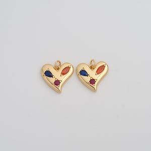 Gold Heart Pendant,18K Gold Filled CZ Love Charms,DIY Jewelry Findings Making